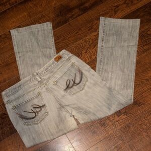 X2 Vintage Women's Light Gray Embroidered Boot Cut Jeans